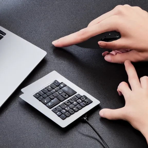 Prompt: a hand using a rat as a computer mouse