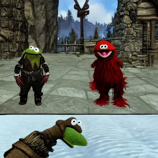 Prompt: muppets in skyrim