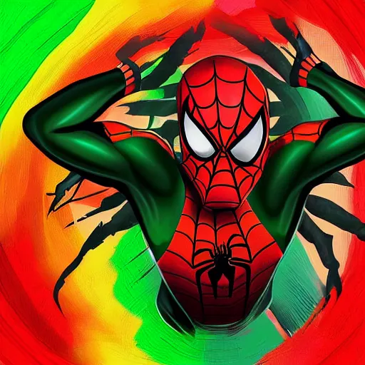 Image similar to digital painting of rasta spiderman