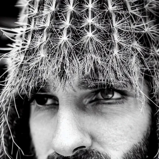 Image similar to cactus grown on man's face instead of beards, 5 0 mm