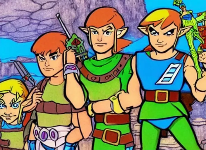 Image similar to 1 9 8 0 s legend of zelda cartoon by filmation in the style of he - man.