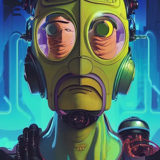 Image similar to akah 0 c 0 k futurama cyberpunk portrait by gaston bussierre and charles vess and james jean and erik jones and rhads, inspired by rick and morty, huge scale, beautiful fine face features, intricate high details, sharp, ultradetailed