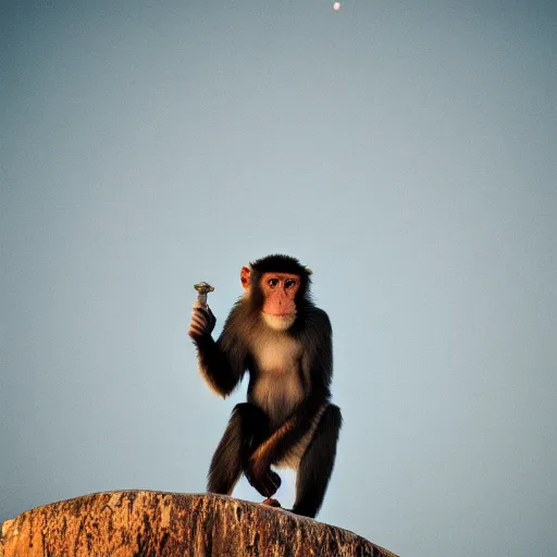 Image similar to high quality portrait of a monkey in front of Christ The Redeemer, studio photograph, photograph, realistic photo, 8k photo, 4k photo, stock photo, high resolution, cinematic shot, high detail