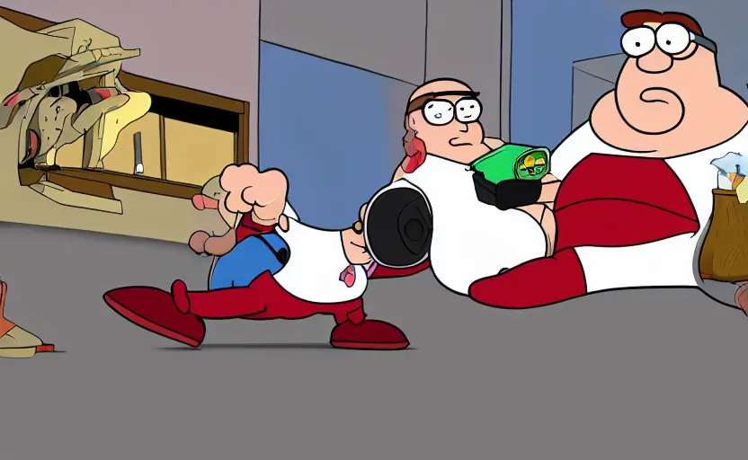 Prompt: peter griffin getting kicked in the face, animation, sharp, smooth