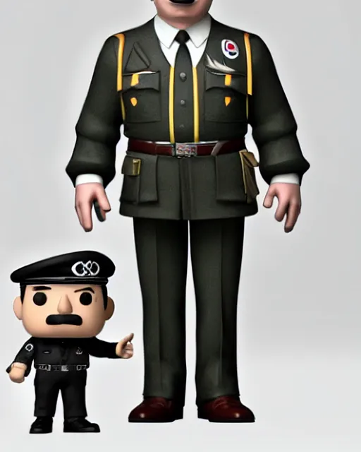 Prompt: full body 3d render of adolf hitler as a funko pop, uniform, studio lighting, white background, blender, trending on artstation, 8k, highly detailed