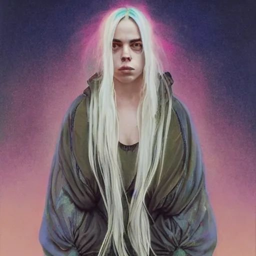 Prompt: Billie Eilish, by Chris Moore, by Mark Brooks, by Donato Giancola, by Victor Nizovtsev, by Gabriel Dawe, by Stanley Lau