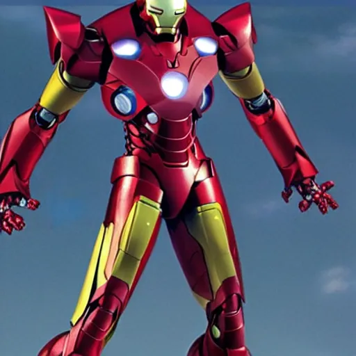 Image similar to iron man as a mecha in neon genesis evangelion, dynamic pose, anime