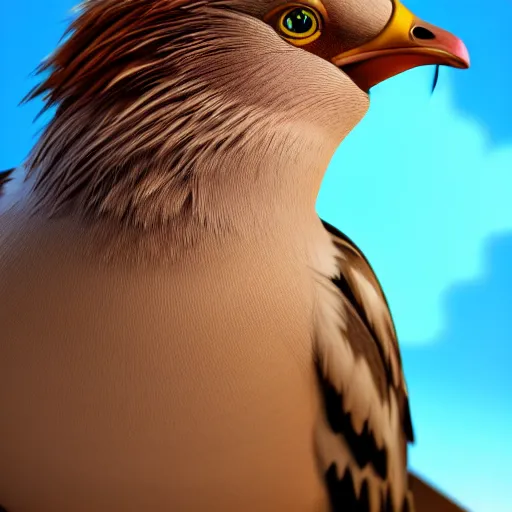 Image similar to photography of a realistic pidgeot animal, ultra detailed, 8 k, cinematic lighting, natural background, trending on artstation, pokemon