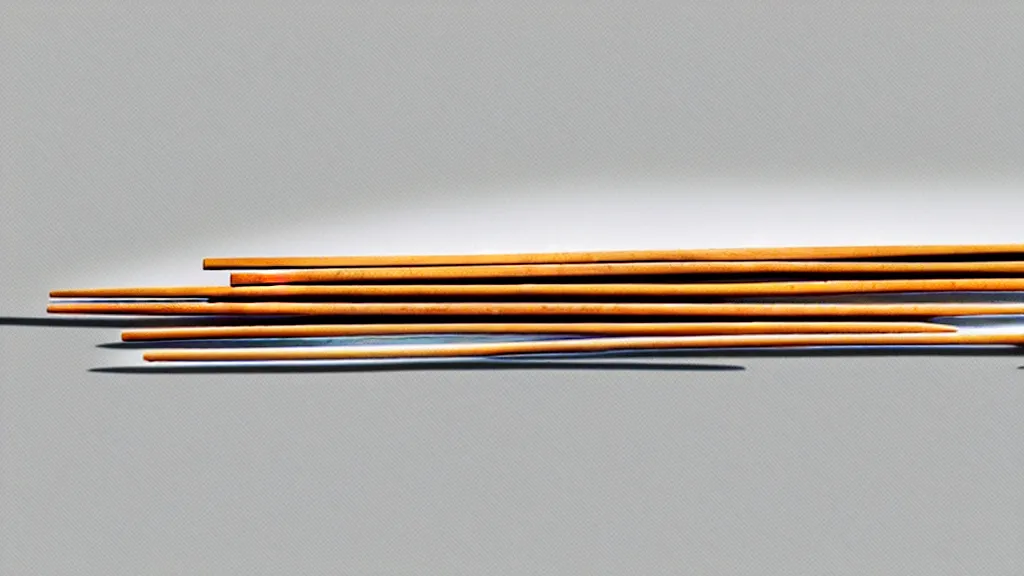 Prompt: a single pair of handcrafted wooden chopsticks, a collage painting, in the style of wes anderson, lola dupre, david hockney, isolated on negative white space background dark monochrome neon spraypaint accents volumetric octane render
