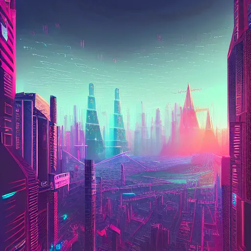 Image similar to matte painting of the sacred geometry of cyberpunk, brilliant colors, extremely detailed, very very detailed, in the style of alena aenami by Alex grey, HD, 4k, 8k