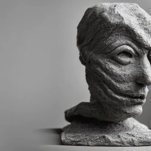 Prompt: surrealism sculpture by enrico ferrarini, face