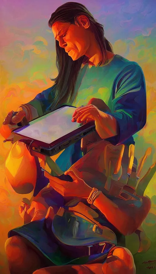 Image similar to portrait of a digital shaman, by rhads