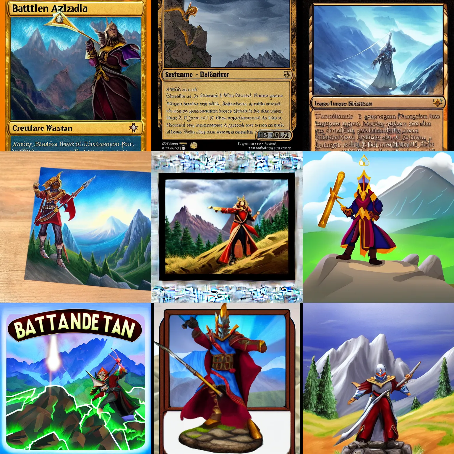 Prompt: battle wizard with a mountain background