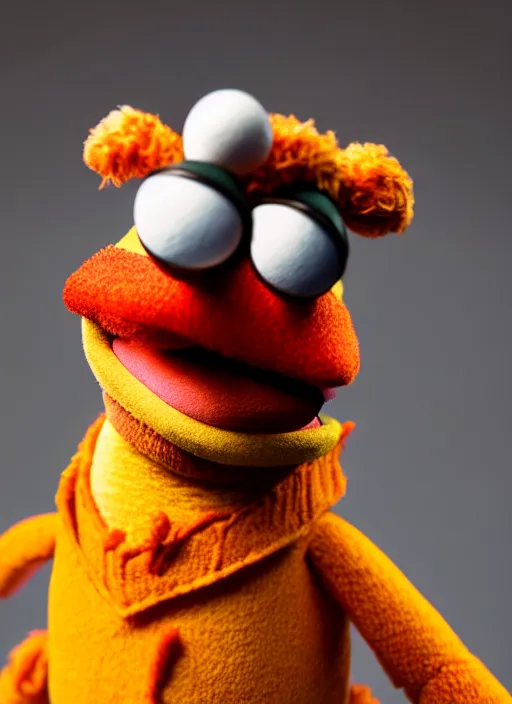 Image similar to studio portrait still of muppet!!!!! gordon freeman!!!!!! as a muppet muppet as a muppet, 8 k, studio lighting, key light,