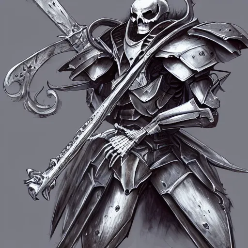 Image similar to skeleton, paladin, scythe, plate armor, concept art, makoto shinkai, highly detailed, ayami kojima