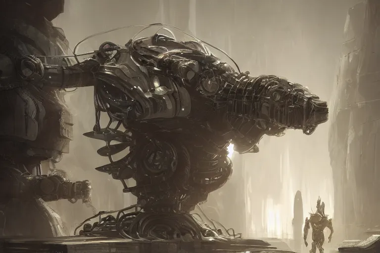 Image similar to robosaurus parallax datacenter server room interior single mono colossus white rusty robot sitting artstation cinematic detailed concept art volumetric light sharp coherent cgsociety symmetric perfect well balanced shadows lotr technogoddess simonetti