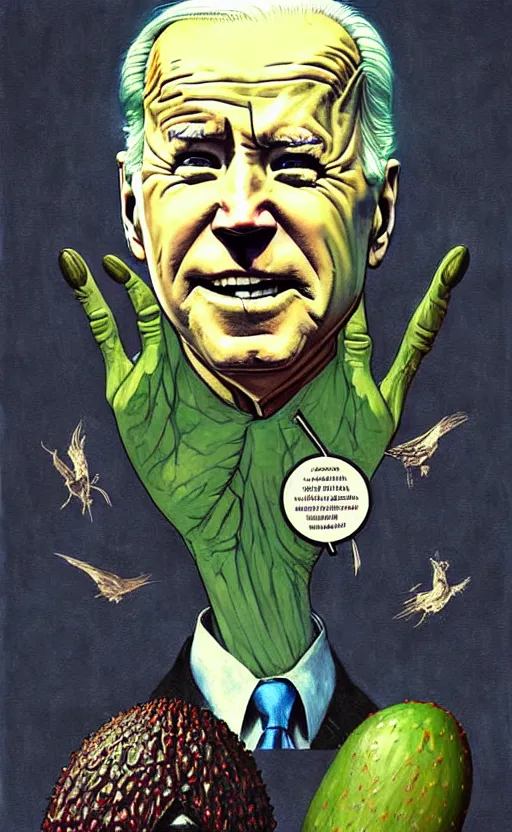 Image similar to joe biden avocado painting propaganda poster by chiara bautista, beksinski and norman rockwell and greg rutkowski weta studio, and lucasfilm