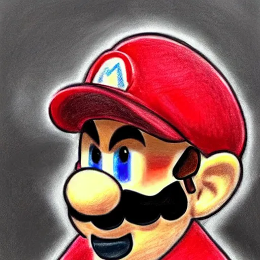 Image similar to a drawing!!!!!!! of ( ( ( mario ) ) ) made in blood!!!!!!!!!!!!!!!!!