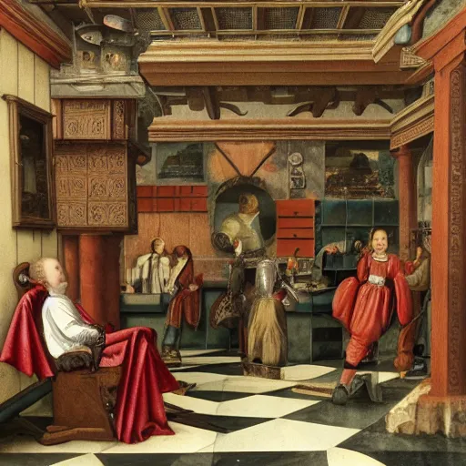 Prompt: barber shop in a renaissance style