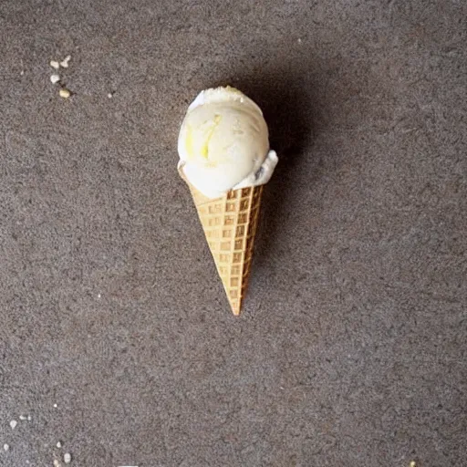 Prompt: ice cream that fell on the floor