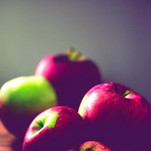 Prompt: photogenic apple fruit, dark lights, cinematic, sharp focus, realistic, in sunset