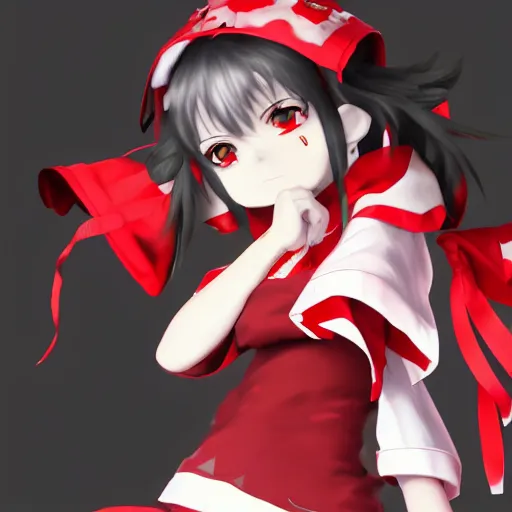 Image similar to Reimu Hakurei in streetwear, digital art, octane render, blender, trending on artstation, touhou