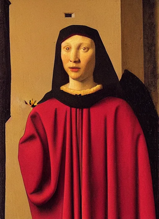 Image similar to red candle, medieval painting by jan van eyck, johannes vermeer, florence