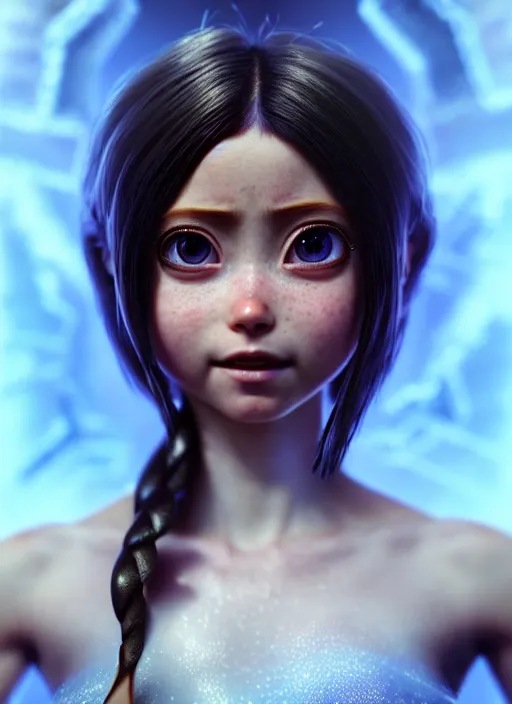 Prompt: Alita as Elsa, au naturel, hyper detailed, digital art, trending in artstation, cinematic lighting, studio quality, smooth render, unreal engine 5 rendered, octane rendered, art style by klimt and nixeu and ian sprigger and wlop and krenz cushart