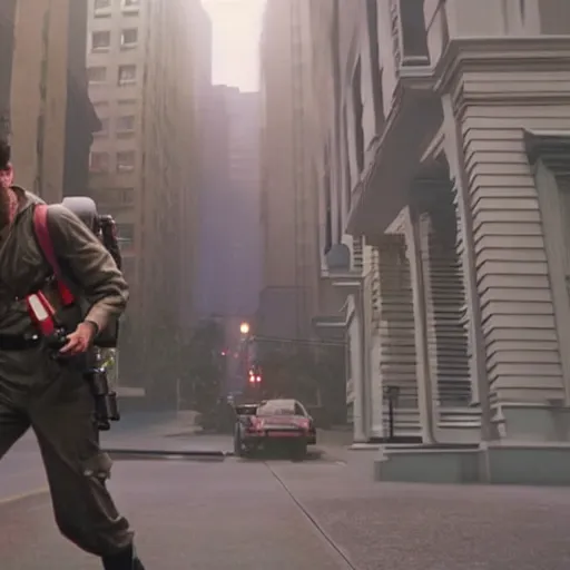 Image similar to Live Action Still of Jerma in Ghostbusters, real life, hyperrealistic, ultra realistic, realistic, highly detailed, epic, HD quality, 8k resolution, body and headshot, film still