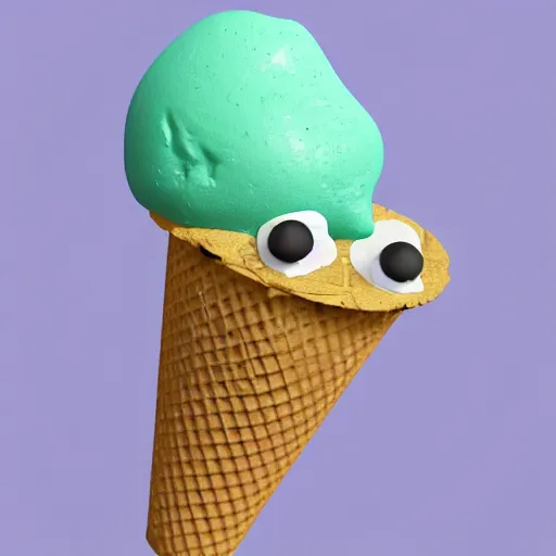 Image similar to poorly rendered 3 d clown ice cream cone