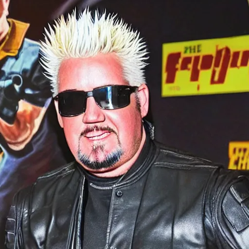 Prompt: Guy Fieri as Robocop, cinematic, Eastman 5384 film