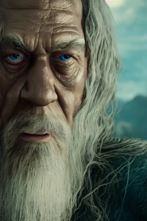 Prompt: film still of gandalf starring as the hulk, cybertronian, long shot, cinematography by wes anderson, 4 k octane render, intricate detail, photorealistic, cinematic lighting, artstation