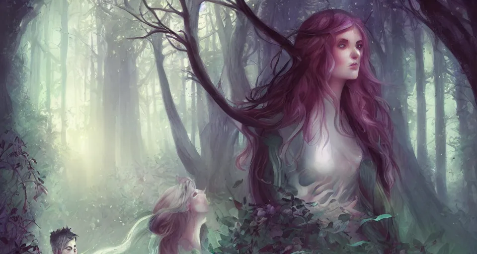 Image similar to Enchanted and magic forest, by Charlie bowater