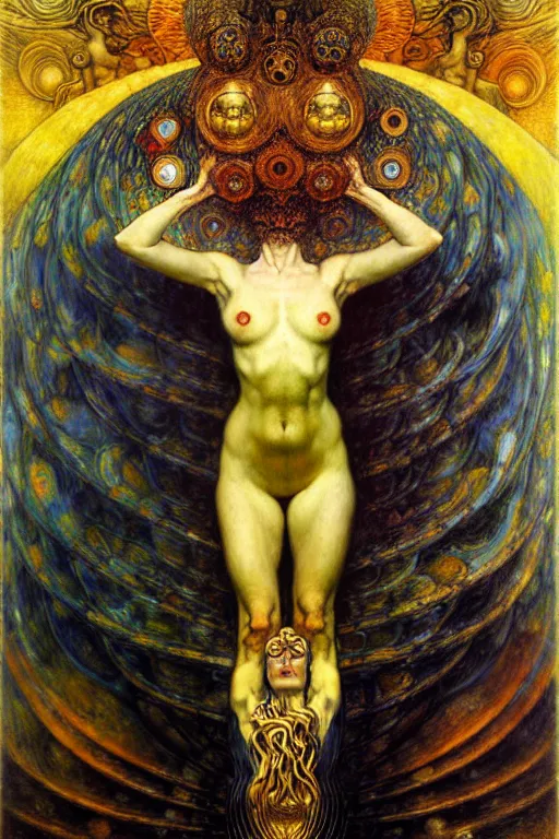 Image similar to Divine Chaos Engine by Karol Bak, Jean Delville, William Blake, Gustav Klimt, and Vincent Van Gogh, symbolist, visionary