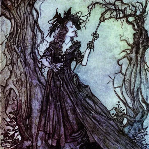 Image similar to painting in style of Arthur Rackham