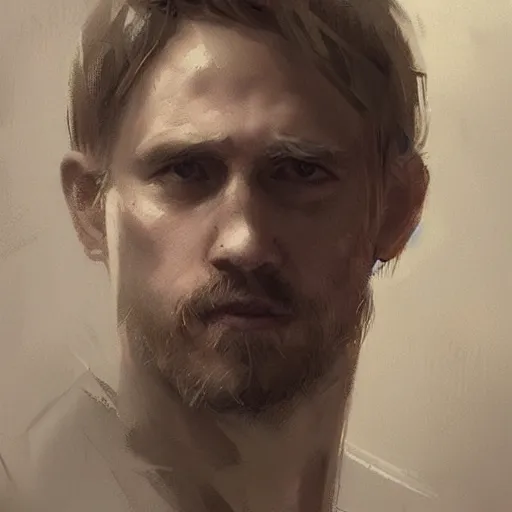 Image similar to “Portrait of Charles Matthew Hunnam by Greg Rutkowski, young, manly, attractive, strong, older brother vibes, highly detailed portrait, scifi, digital painting, artstation, concept art, smooth, sharp foccus ilustration, Artstation HQ”