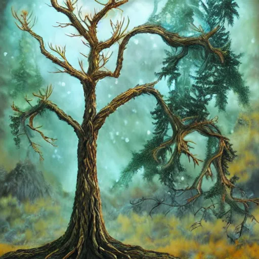 Prompt: A 29 year old tree, fantasy painting, lots of detail