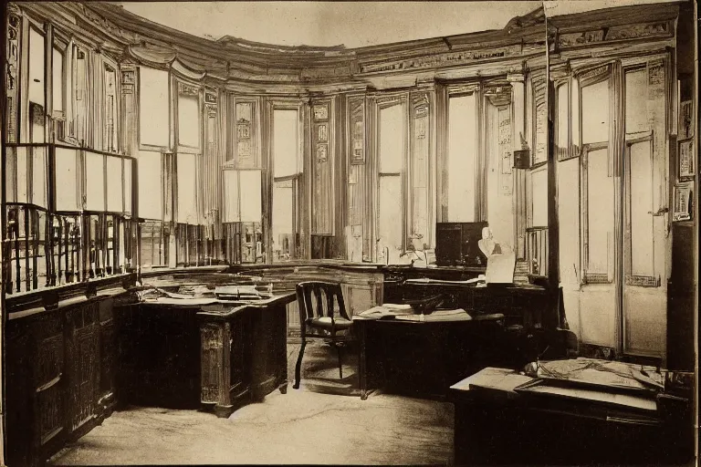 Image similar to office in 19th century opera, architecture photography