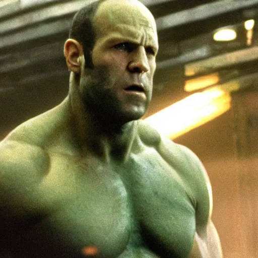 Image similar to jason statham as hulk in 1 9 7 7 movie