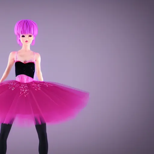 Prompt: 3 d jimin as a ballerina dancer wearing a pink skirt in a black themed stage, highly detailed, octane render