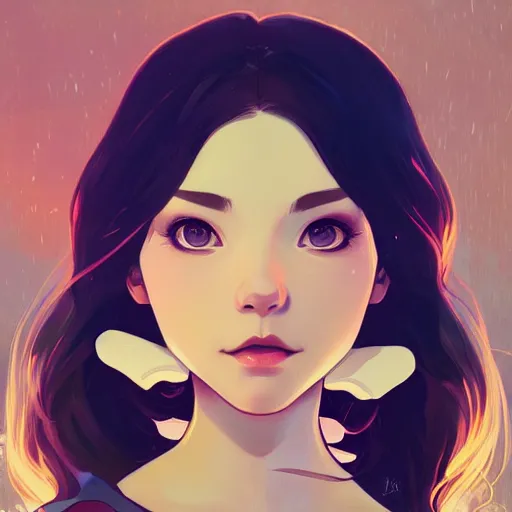 Image similar to a sweet beautiful girl, she is looking at the camera, she is smirking, ambient lighting, 4 k, lois van baarle, ilya kuvshinov, rossdraws, alphonse mucha, jung gi kim, artstation