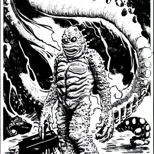 creature from the black lagoon eating cockroaches in | Stable Diffusion ...