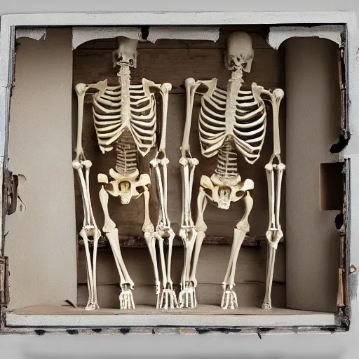 Image similar to two headed eagle skeleton anatomy in abandoned dollhouse