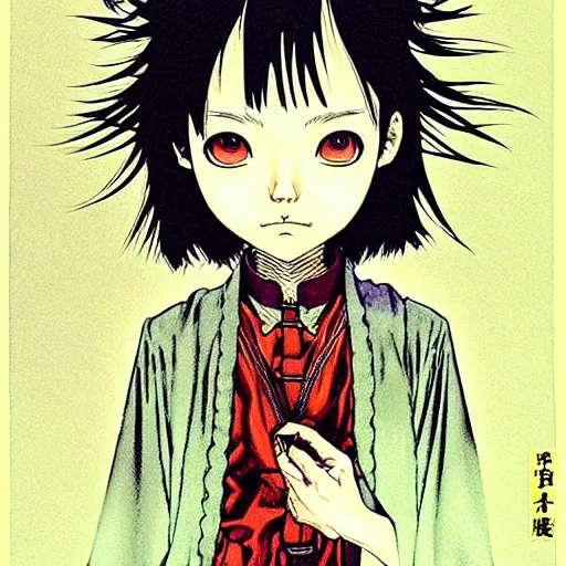 Image similar to prompt : portrait alchemist painted in miyazaki color style drawn by katsuhiro otomo and takato yamamoto, inspired by fables, china doll face, smooth face feature, intricate oil painting, high detail, sharp high detail, manga and anime 2 0 0 0