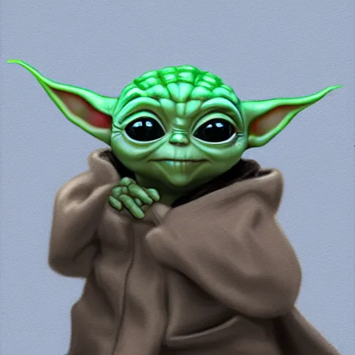 Prompt: Baby Yoda drawn by Dan LuVisi, digital art, trending on ArtStation, 8k, hyperdetalied, high quality,