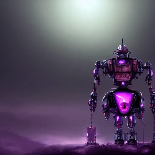 ArtStation - Lonely Cyberpunk Purple Robot 4k