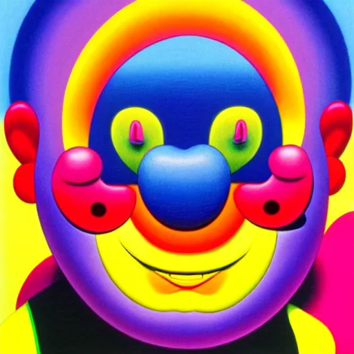 Image similar to laughing clown by shusei nagaoka, kaws, david rudnick, airbrush on canvas, pastell colours, cell shaded, 8 k