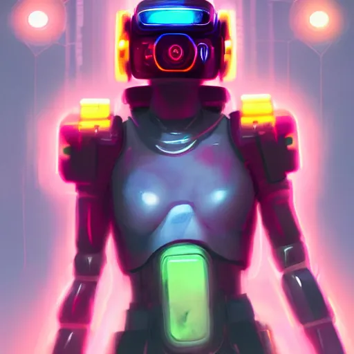 Image similar to cyberpunk concept cool warrior girl bot, cinema 4 d, galaxy, ufo, space sci - fi, wearing vr goggles, illustration, portrait, pastel neon textured background night, trending on artstation, greg rutkowski, octane rendered, 1 2 k, detailed,