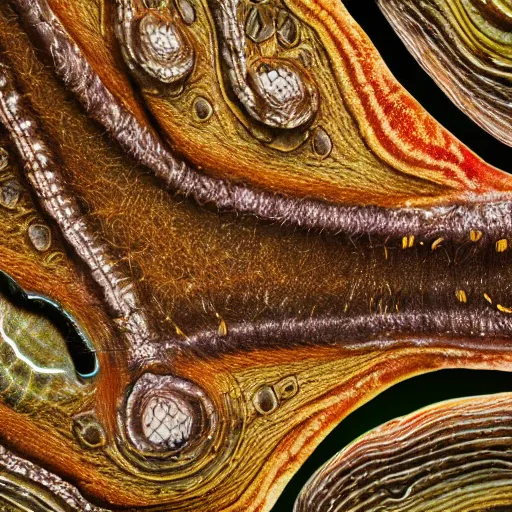 Image similar to macro photography of animal skin with parasites, national geographic photography, realistic, ultra detailed, never seen, as above so below, 4 k, high quality image