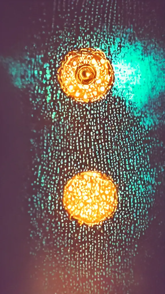 Prompt: drops are falling from above, one big drop, water drops on the background, bottom view, light from a lantern, neon sign in the background, fast shutter speed, high speed, action photo, 1/1000 sec shutter, low angle, from below, worms eye view, , cinematic, 4k, 8k,